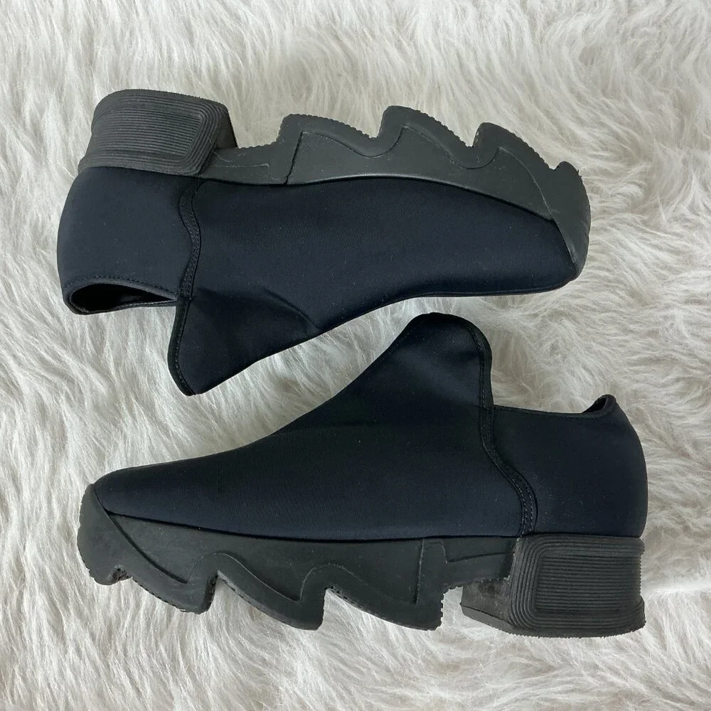 IRI NYC Wes Neoprene Black‎ Wavy Platform Low Top Sneakers 37 US 7